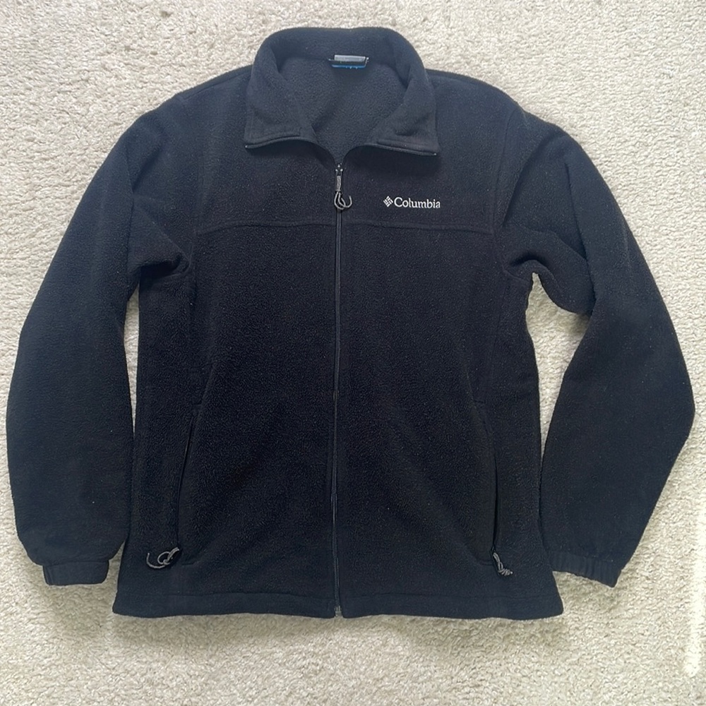 Columbia Black Fleece Zip Up Jacket Medium Unisex Black Columbia Zipper